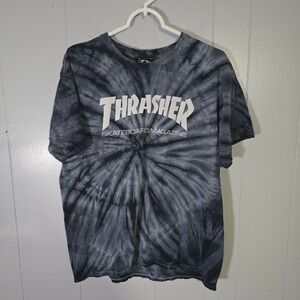 Thrasher Magazine Tie Dye T Shirt Black White Skateboarding Mens Size L